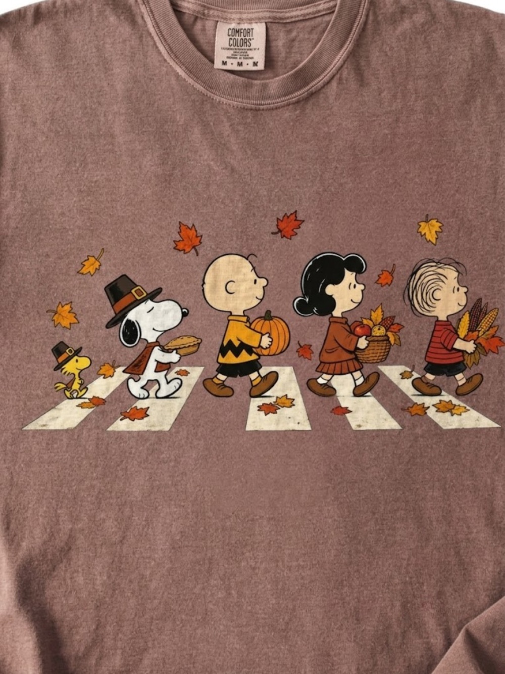 Comfort Colors Brown Thanksgiving Fall Graphic Tee, Cute Dog & Friends Tee - Picture 2 of 3